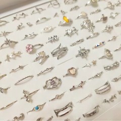 Bulk Lots 50 Antique Silver Bohemia Vintage Rings Mix Women Stone Retro Charms