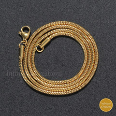 Stainless Steel Round Snake Chain 18K Gold Plated 16-30″ Men Women Necklace