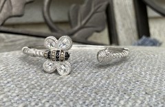Judith Ripka’s 925 Sterling Silver CZ Honey Bee Bracelet Size 6.5