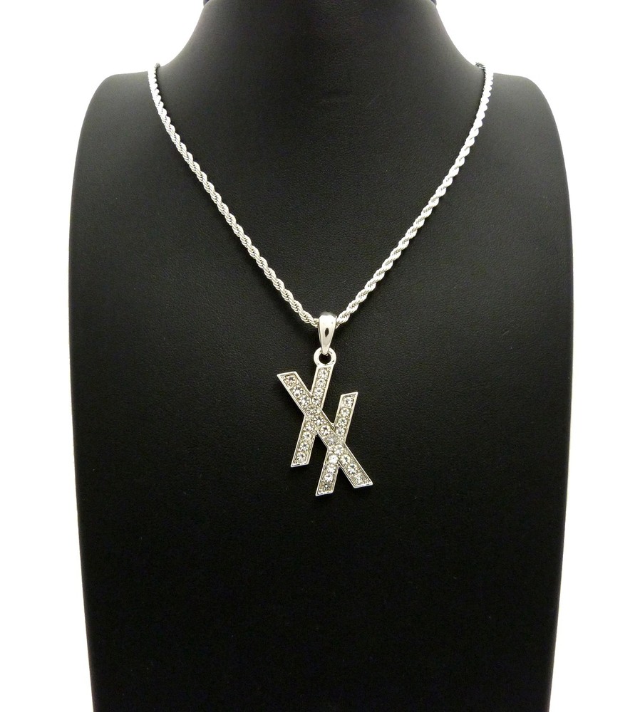 NEW MGK XX PENDANT & 24″ BOX/CUBAN/ROPE CHAIN HIP HOP NECKLACE XSP554R