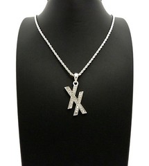 NEW MGK XX PENDANT & 24″ BOX/CUBAN/ROPE CHAIN HIP HOP NECKLACE XSP554R