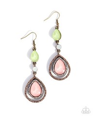 Paparazzi Dramatic Dive – Multi – Green , Peach Bead – Topaz & White Rhinestones