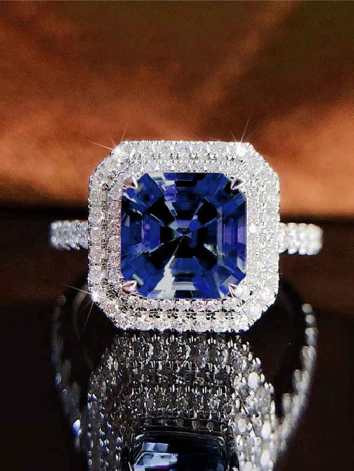Luxury Asscher Cut CZ Halo Engagement Ring Women Bridal Promise Wedding Jewelry