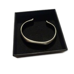 Minimalist Geometric Silver Tone Tapered Cuff Bracelet