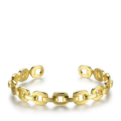 Gold Plated Cable Link Bangle/Bracelet Resizable Unisex Fashion Jewelry