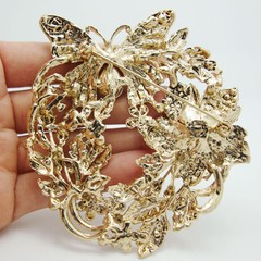 Vintage Style Butterfly Flower Brooch Pin Pendant Purple Austrian Crystal