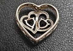 SS .925 Silver w/ Blue Stone Hearts Pendant 3.59 Grams Tested.