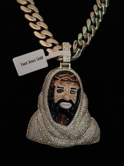 18” 14k gold Plated Cuban necklace  with 5A CZ Jesus pendant