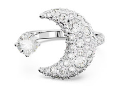Swarovski – Sublima open ring – Moon, White, Rhodium plated – Size: 52