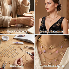36 Pcs Necklace Extender 5 Style 2 Colors Gold and Silver Clasps Chains for Wome