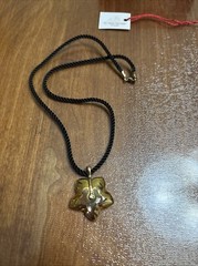 Baccarat Blossom Iris Pendant Gold Crystal Flower Black Cord Choker With Box