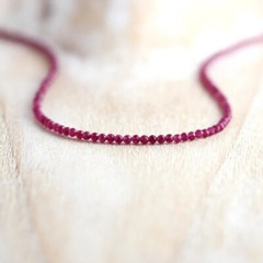 Gemstone Beaded Choker 2mm Ruby Crystal Beads Healing Reiki Women Necklace Gift