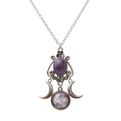 Gothic Moon Crystal Pendant Necklace for Vintage Bohemian Punk Halloween Witc…