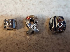 Lot of 3 Patriotic Pandora Charms Star USA Ribbon Military Wife Silver 925