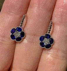 3 Ct Oval Cut Simulated Blue Sapphire Drop Earrings In 14K White Gold Plated