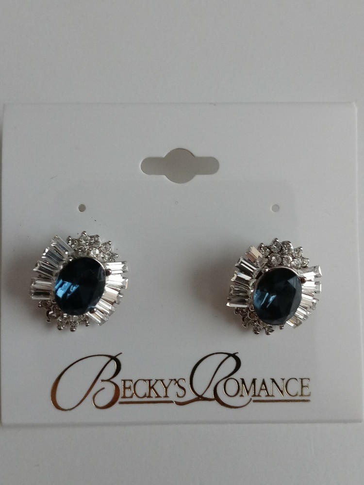 Becky’s Romance Stud Earrings Blue with Secure Lock Back