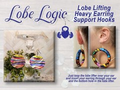 Lobe Logic Lifting Heavy Earring Support Hooks Gold, Silver, Bronze or Black