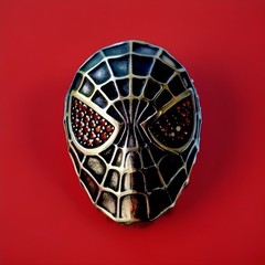 925 Sterling Silver Spider Mask Statement Ring with Red CZ Eyes