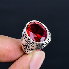 Mozambique Garnet Gemstone Ottoman Arabic Style Ring All Size Available LG-1134