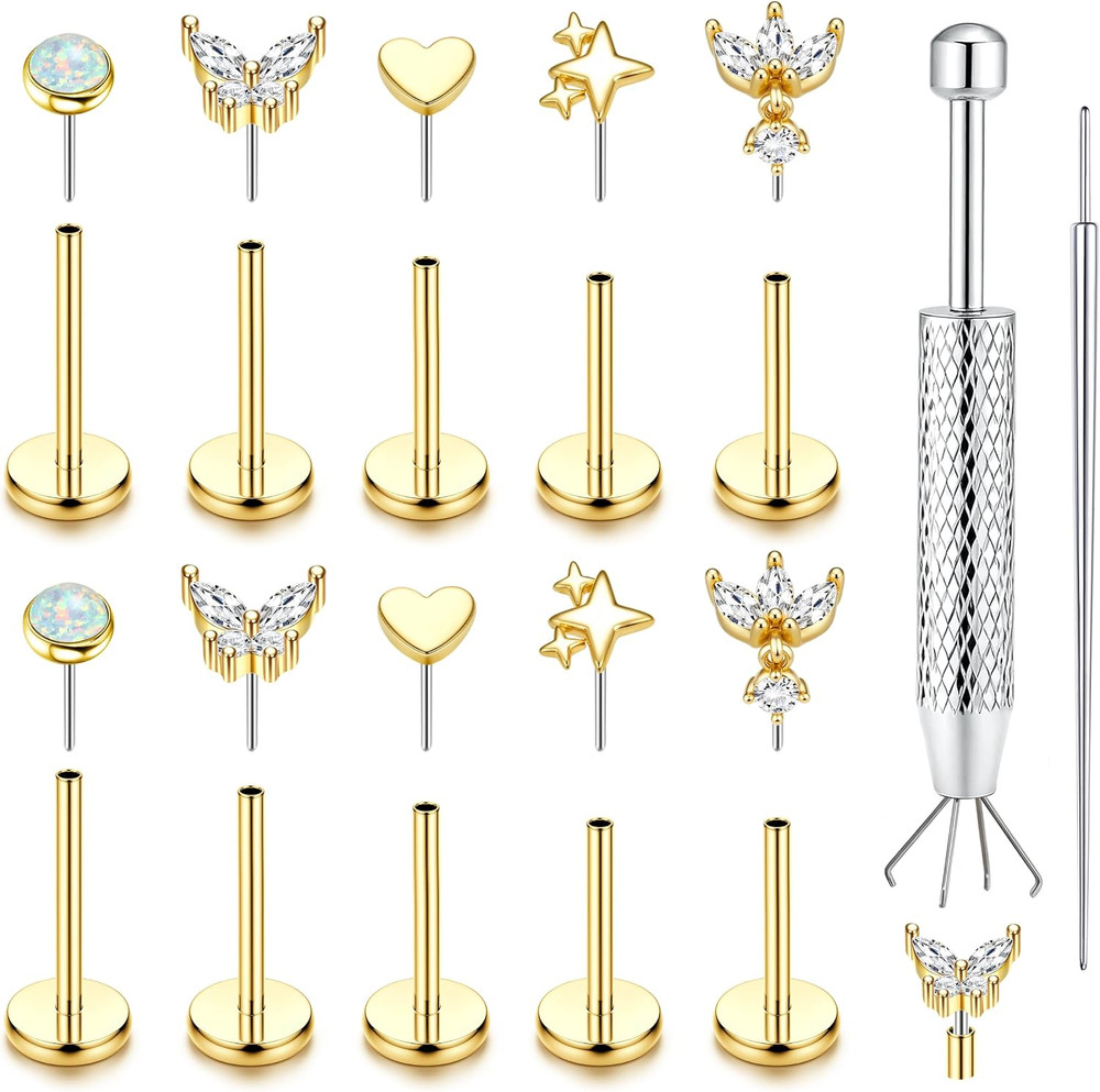 Hypoallergenic Flat Back Stud Earrings Surgical Steel Cartilage Earrings for Wom