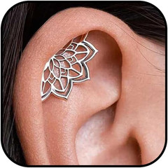 Gold Silver Cartilage Helix Earring for Women Geometric Mandala Lotus Flower Hid