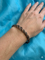 Twisted copper rope bangle cuff bracelet, size 6 1/2 to 7 in, adjustable