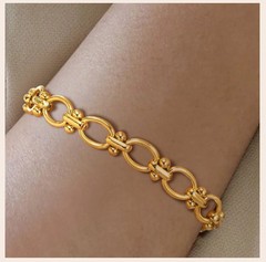 Gold Plated Oval Link Chain Bracelets for Women Thick Stainless Steel Jewelry