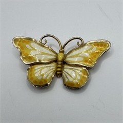 Yellow White Gold Butterfly Enamel Brooch Pin Animal Nature Fashion Jewelry