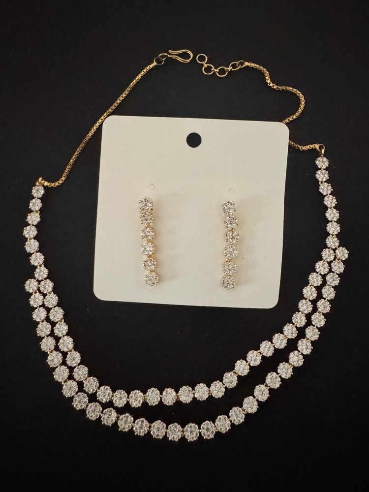 Artificial diamond stone necklace set with earrings