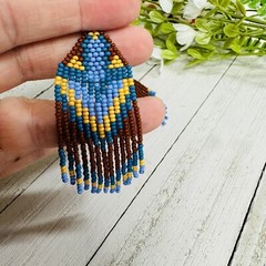 Boho Tribal Earrings Beaded Earrings 3.75 Inches Seed Bead Earrings Handwoven