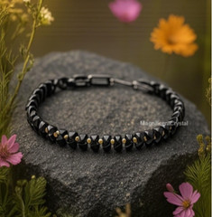 Premium Hematite Stone Bracelet Men Energy Healing Reiki Gift Silver Clasp