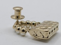 CHANEL Brooch Pin Badge CC Matelasse Bag Motif Faux Pearl