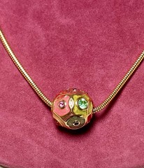 Joan Rivers Crystal & Enamel Ball Pendant Necklace Gold-tone Signed