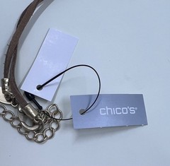 NWT Chico’s Multi-Charm Cluster Statement Necklace Suede Leather Cord Gold Tone