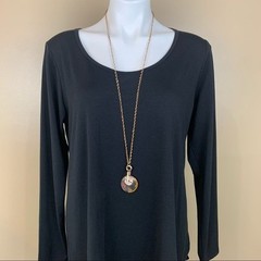 Rhinestone Multi Disc Long Statement Necklace