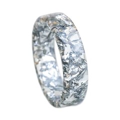 Handmade Resin Ring with Silver Flakes – Unique Gift for Women & Men