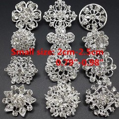 Lot32 Bulk Alloy Silver Rhinestone Crystal Flower Brooches Pins DIY Bouquet