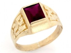 10k Solid Gold Simulated Garnet January Birthstone Nugget Ring