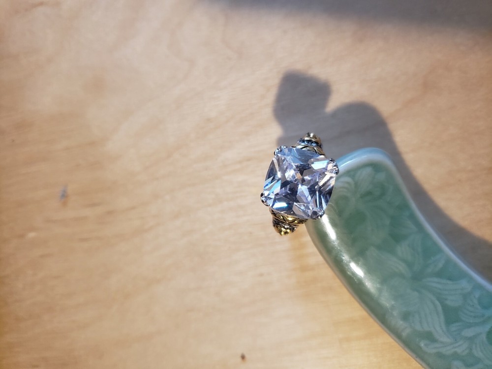 CUBIC ZIRCONIA RING,SIZE 7, RHODIUM & GOLD PLATED