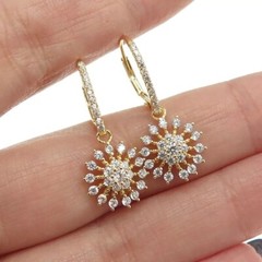 2Ct Round Cut Simulated Diamond Drop Dangle Earrings 14k Yellow Gold Plated
