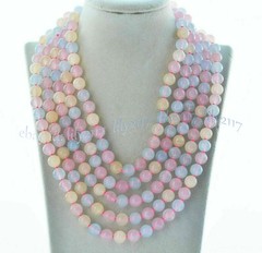 Natural Multicolor Morganite Round Gemstone Beads Necklace 36-100 inch 6/8/10mm