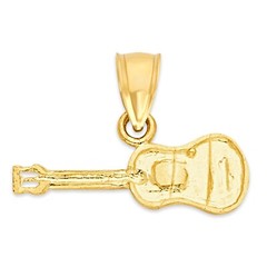 Solid Gold Guitar Pendant in 10 or 14k, Music Jewelry Gifts for Her