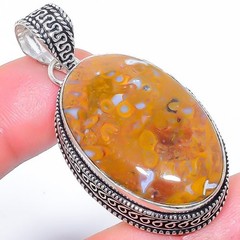 Natural Plume Agate Gemstone 925 Silver Plated Jewelry Pendant 2.0″ S1913