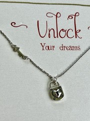 Brighton Micro Minis Unlock Your Dreams Padlock & Key Crystal Necklace NWT 🩷🔓