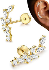Hypoallergenic Cartilage Earrings for Women Flat Back-925 Sterling Silver Post S