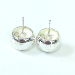 CHANEL Vintage Silver Tone Logo Engraved Ball Dome Stud Earrings W/Box Genuine
