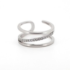18K Gold Plated Zircon Band Ring – Stackable Gift for Women, Trendy Daily Wear