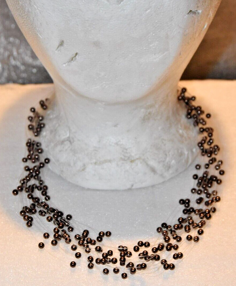 Necklace Layered Freshwater Pearl Layered Choker Cooper Color Women Jewelry Vtg.