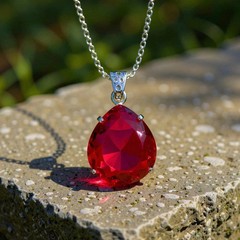Certified 37.25 Ct Natural Red Red Ruby 925 Solid Silver Pendant Loose Gemstone