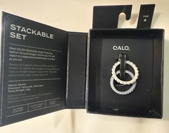 QALO Stackable Silicone Band Ring Set Gray/White Size 8 7.5mm Signed